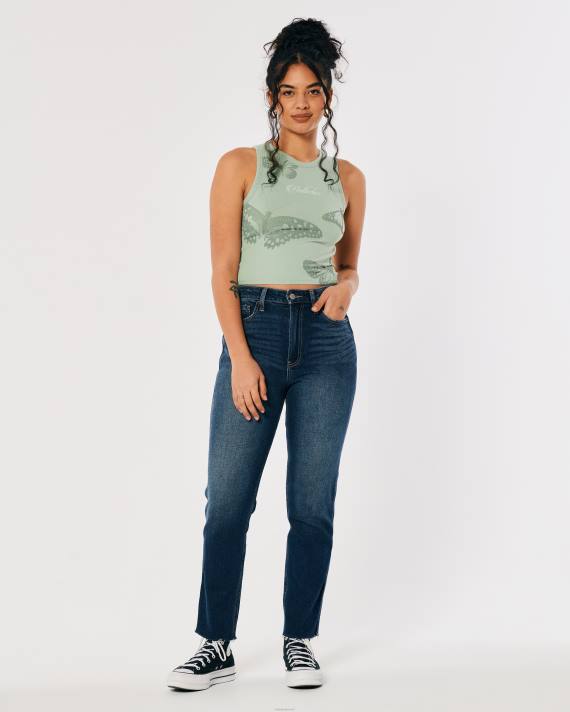 Hollister Kvinder højhalset sommerfugle-grafiktank 2H8Z254 toppe lysegrøn
