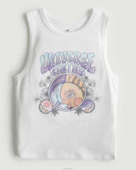 Hollister Kvinder højhalset univers stigende grafisk tank 2H8Z371 toppe hvid