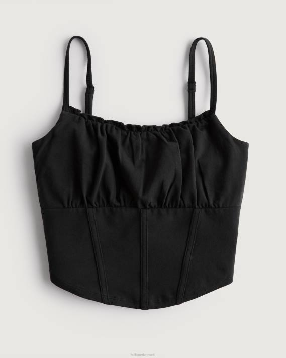 Hollister Kvinder korsettop med rynket buste 2H8Z269 toppe sort