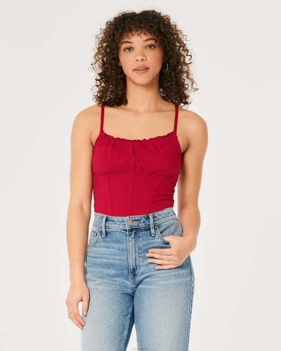 Hollister Kvinder korsettop med rynket buste 2H8Z404 toppe rød