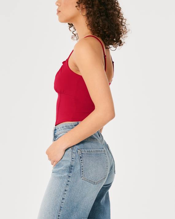 Hollister Kvinder korsettop med rynket buste 2H8Z404 toppe rød