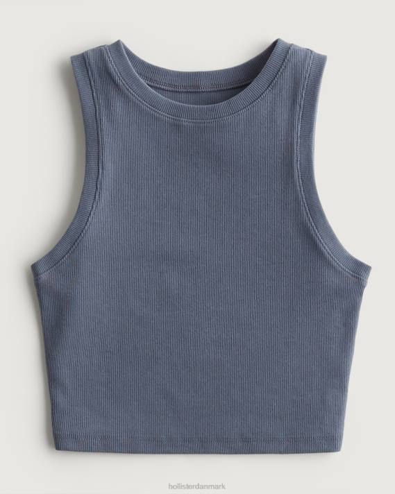 Hollister Kvinder ribbet højhalset tank 2H8Z14 toppe blå