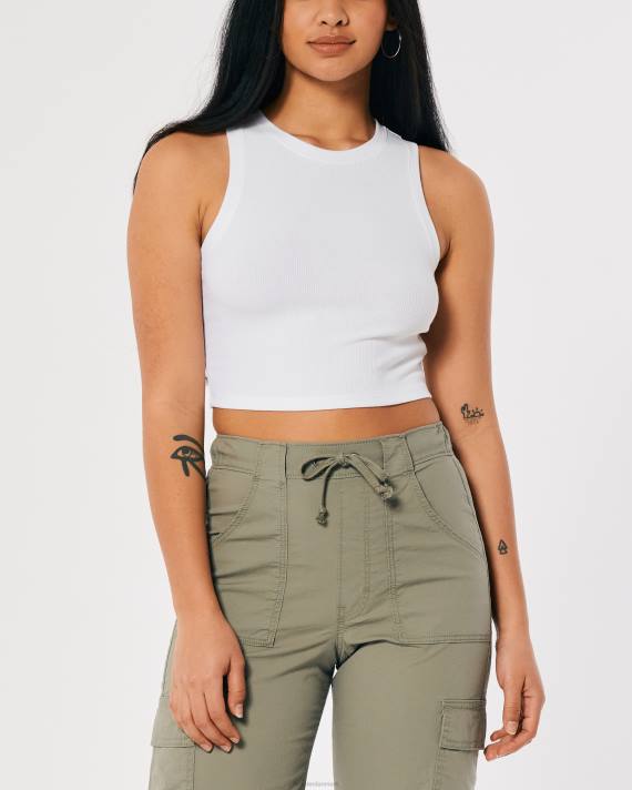 Hollister Kvinder ribbet højhalset tank 2H8Z17 toppe hvid