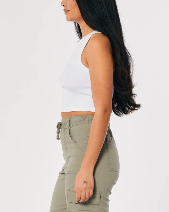 Hollister Kvinder ribbet højhalset tank 2H8Z17 toppe hvid