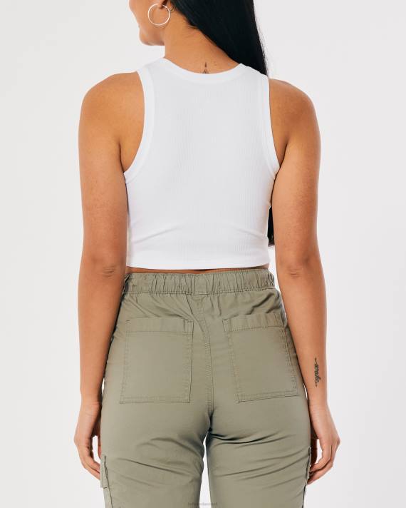 Hollister Kvinder ribbet højhalset tank 2H8Z17 toppe hvid