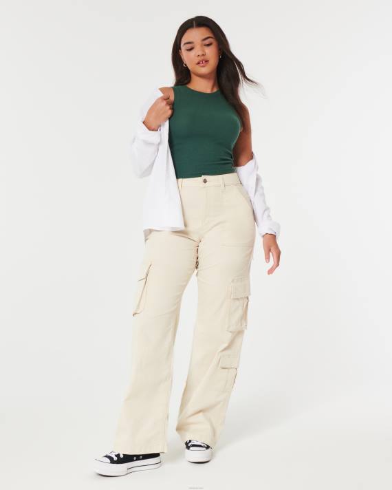 Hollister Kvinder ribbet højhalset tank 2H8Z18 toppe mørkegrøn