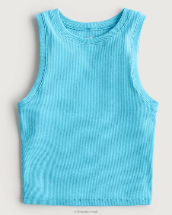 Hollister Kvinder ribbet højhalset tank 2H8Z378 toppe turkis