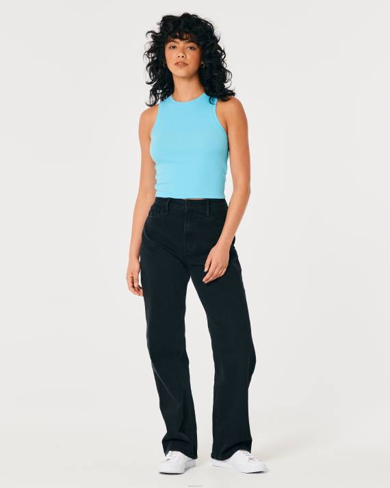 Hollister Kvinder ribbet højhalset tank 2H8Z378 toppe turkis