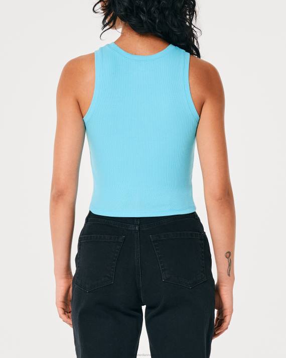 Hollister Kvinder ribbet højhalset tank 2H8Z378 toppe turkis
