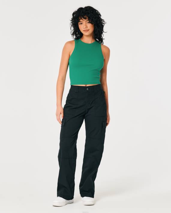 Hollister Kvinder ribbet højhalset tank 2H8Z395 toppe grøn