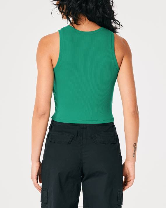 Hollister Kvinder ribbet højhalset tank 2H8Z395 toppe grøn