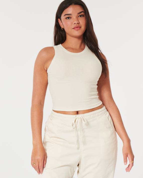 Hollister Kvinder ribbet højhalset tank 2H8Z43 toppe fløde