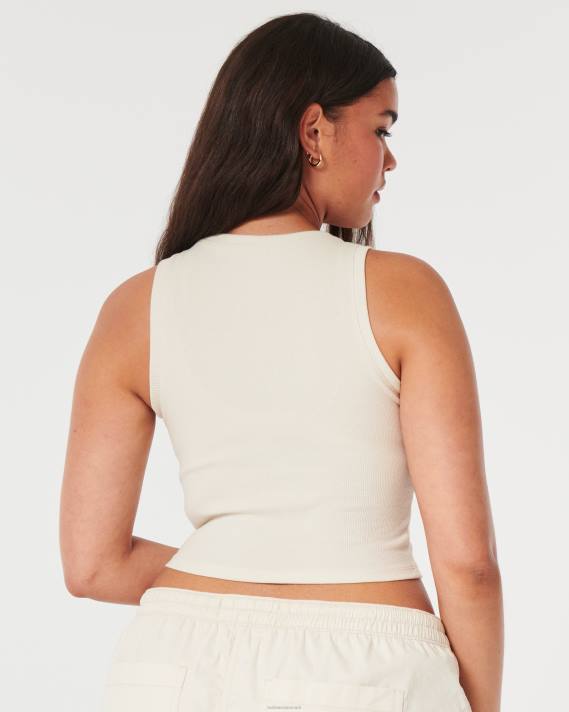 Hollister Kvinder ribbet højhalset tank 2H8Z43 toppe fløde