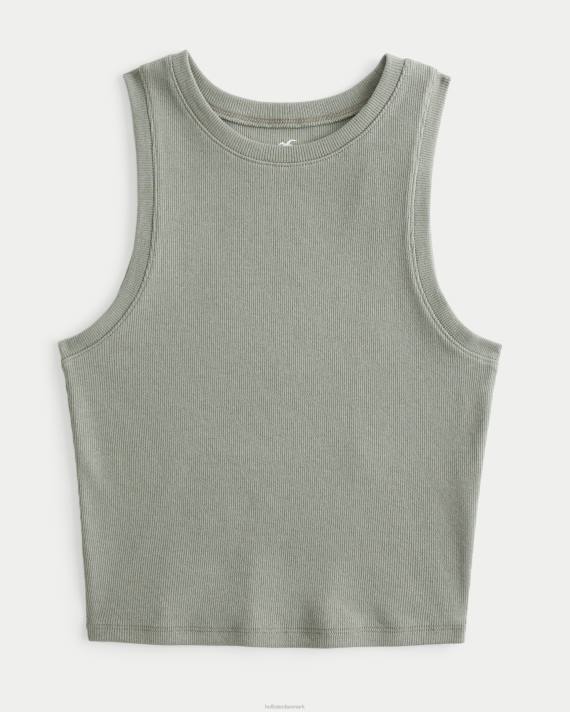 Hollister Kvinder ribbet højhalset tank 2H8Z49 toppe olivengrøn