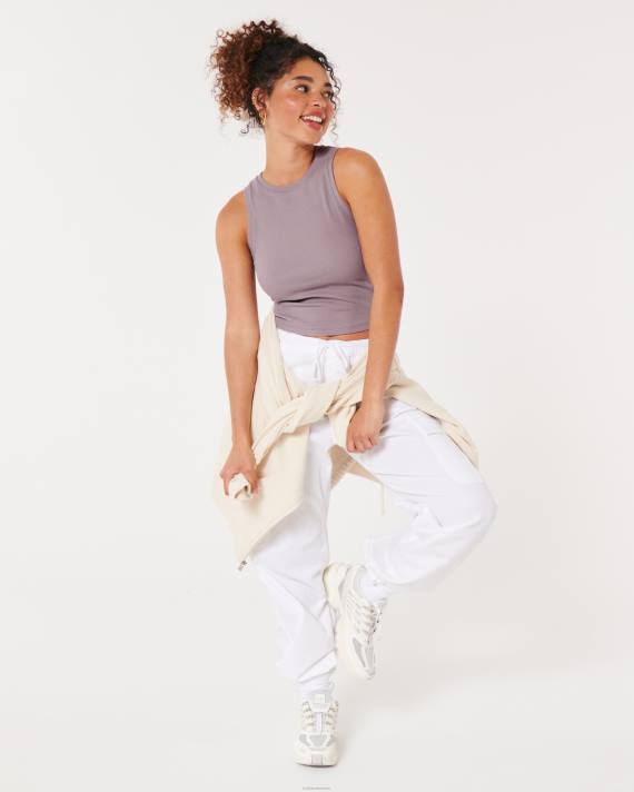 Hollister Kvinder ribbet højhalset tank 2H8Z50 toppe lilla grå