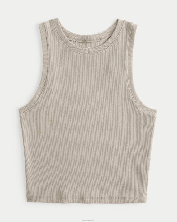 Hollister Kvinder ribbet højhalset tank 2H8Z55 toppe taupe