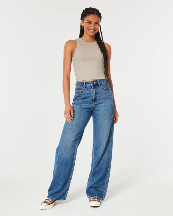 Hollister Kvinder ribbet højhalset tank 2H8Z55 toppe taupe