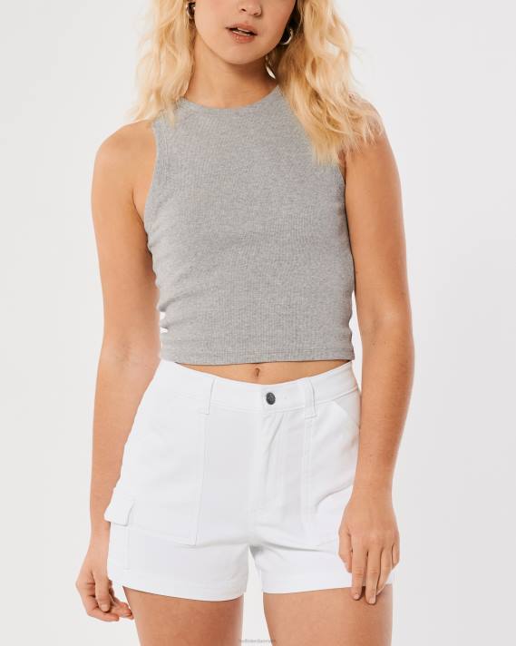 Hollister Kvinder ribbet højhalset tank 2H8Z91 toppe gråmeleret