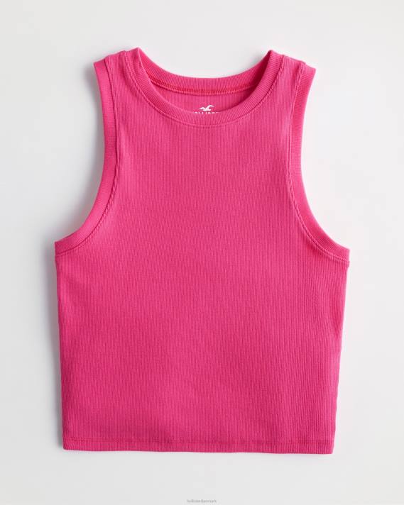 Hollister Kvinder ribbet højhalset tank 2H8Z92 toppe mørk pink