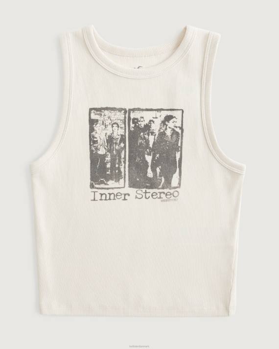 Hollister Kvinder ribbet indvendig stereo grafisk tank 2H8Z303 toppe fløde
