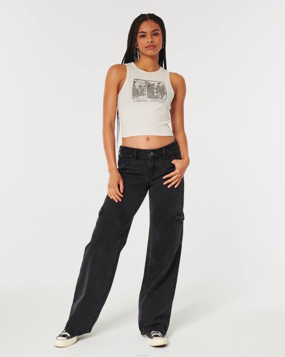 Hollister Kvinder ribbet indvendig stereo grafisk tank 2H8Z303 toppe fløde