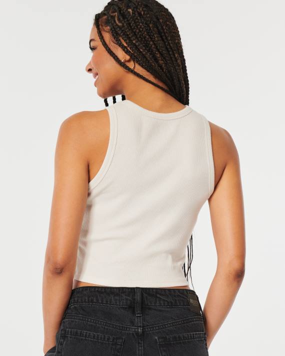 Hollister Kvinder ribbet indvendig stereo grafisk tank 2H8Z303 toppe fløde