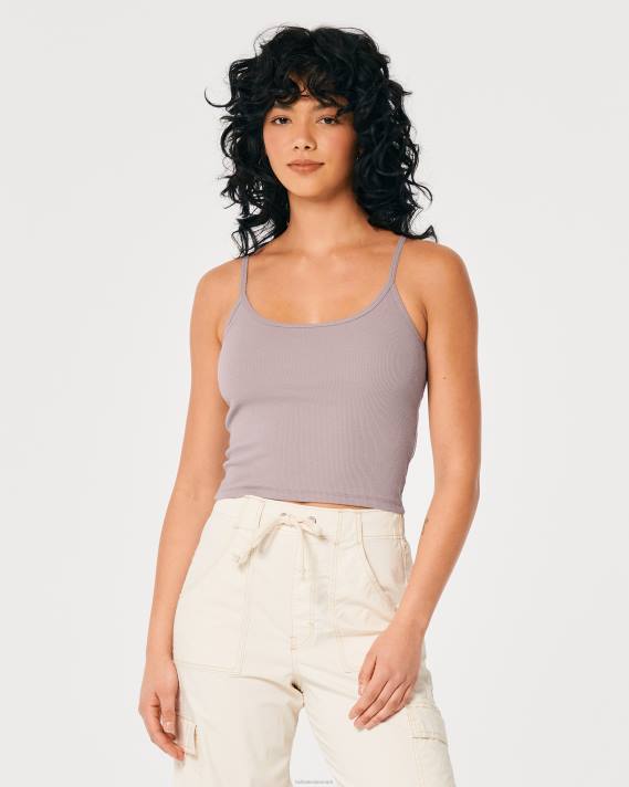 Hollister Kvinder ribbet scoop cami 2H8Z227 toppe lilla grå