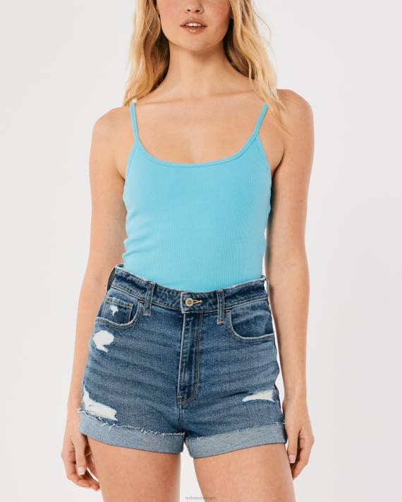 Hollister Kvinder ribbet scoop cami 2H8Z337 toppe turkis