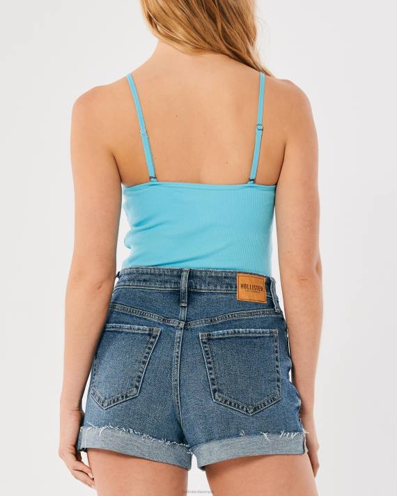 Hollister Kvinder ribbet scoop cami 2H8Z337 toppe turkis