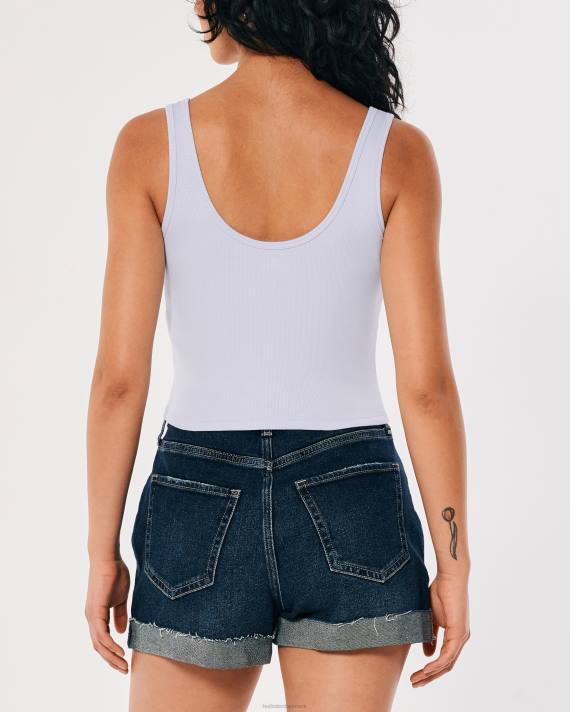 Hollister Kvinder ribbet scoop henley tank 2H8Z255 toppe lyseblå