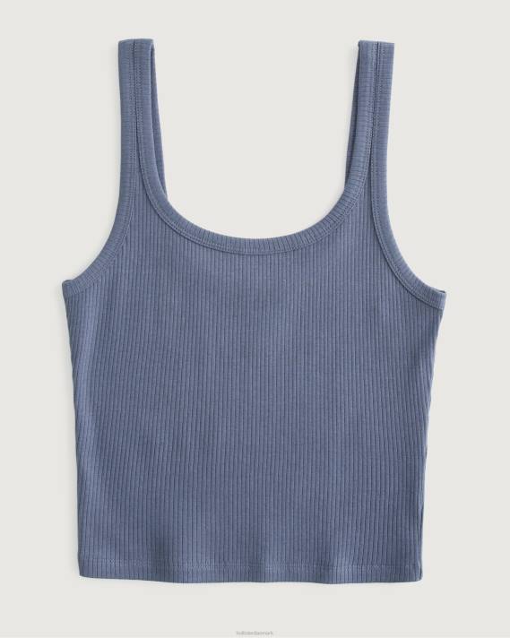 Hollister Kvinder ribbet scoop tank 2H8Z301 toppe blå
