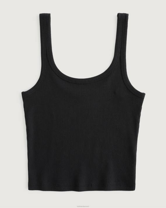 Hollister Kvinder ribbet scoop tank 2H8Z328 toppe sort