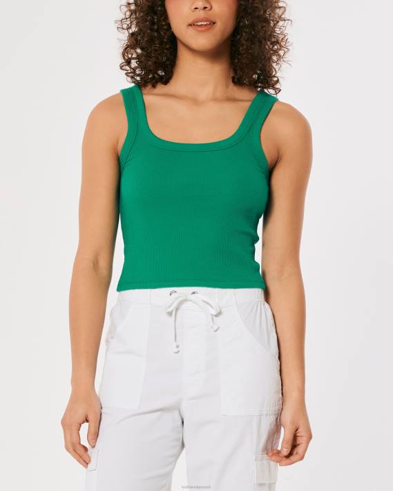 Hollister Kvinder ribbet tank med firkantet hals 2H8Z273 toppe grøn