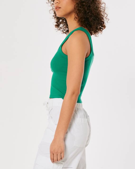 Hollister Kvinder ribbet tank med firkantet hals 2H8Z273 toppe grøn