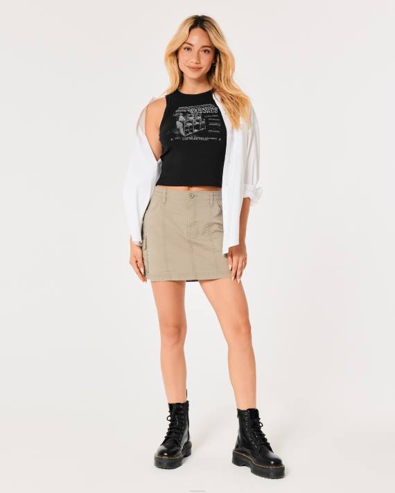 Hollister Kvinder ribbet underjordisk optegnelser grafisk tank 2H8Z56 toppe sort