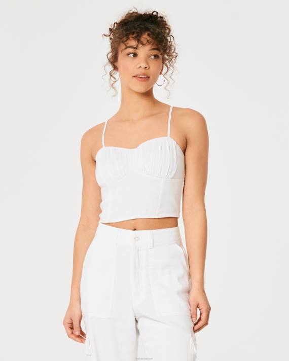 Hollister Kvinder rynket bustetop i hørblanding 2H8Z334 toppe hvid
