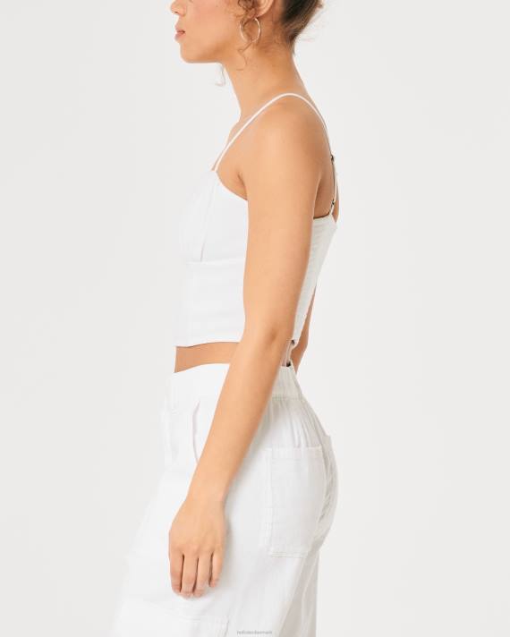 Hollister Kvinder rynket bustetop i hørblanding 2H8Z334 toppe hvid
