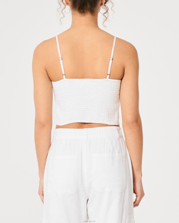 Hollister Kvinder rynket bustetop i hørblanding 2H8Z334 toppe hvid