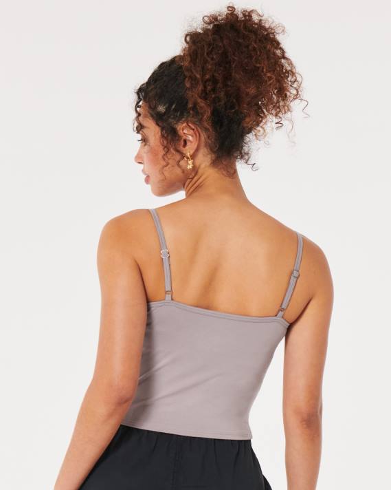Hollister Kvinder sømløs stof portræt halsudskæring cami 2H8Z382 toppe lilla grå