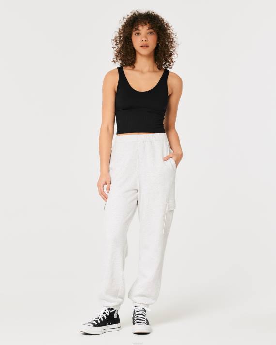 Hollister Kvinder sømløs v-hals-tank i ribbet stof 2H8Z20 toppe sort