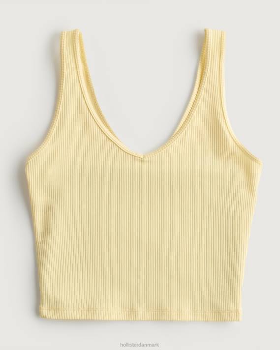Hollister Kvinder sømløs v-hals-tank i ribbet stof 2H8Z420 toppe gul