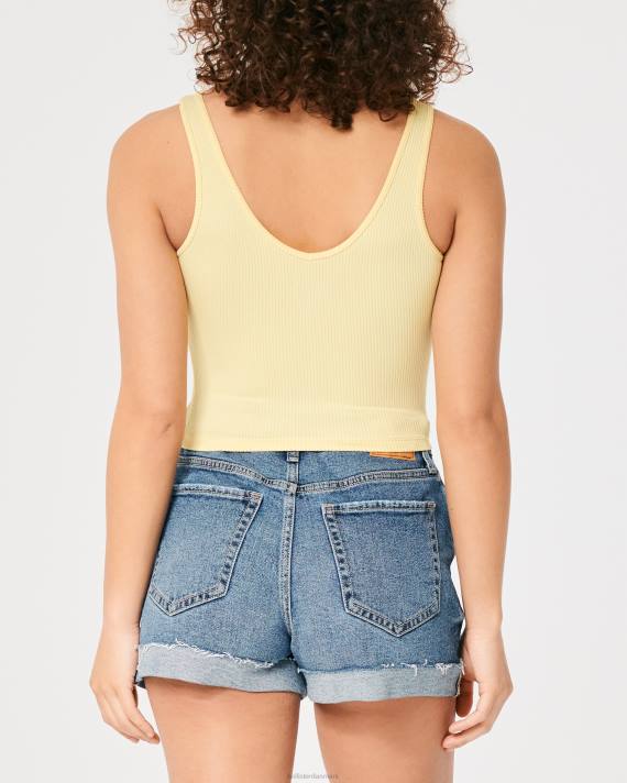 Hollister Kvinder sømløs v-hals-tank i ribbet stof 2H8Z420 toppe gul