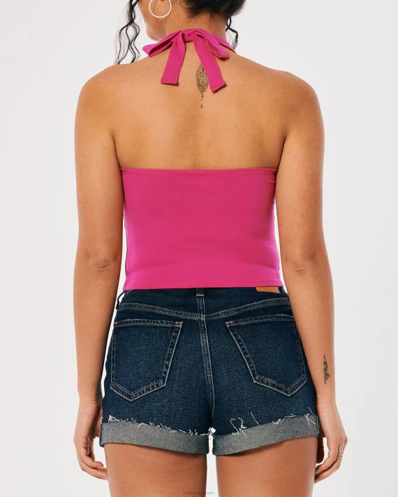 Hollister Kvinder v-hals grime top 2H8Z218 toppe lyserød