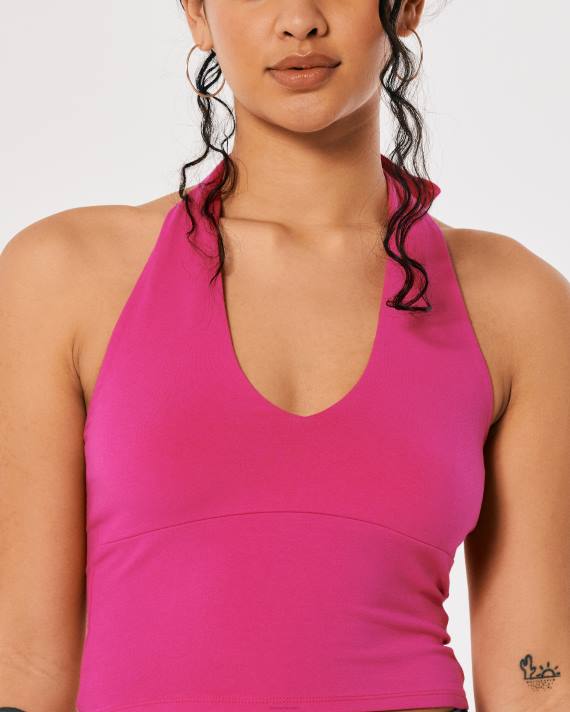 Hollister Kvinder v-hals grime top 2H8Z218 toppe lyserød