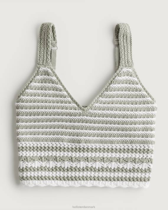 Hollister Kvinder hæklet v-hals bralette 2H8Z112 toppe hvid stribe