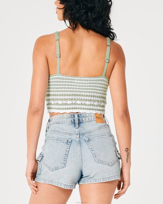 Hollister Kvinder hæklet v-hals bralette 2H8Z112 toppe hvid stribe