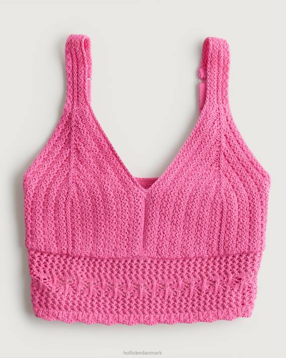Hollister Kvinder hæklet v-hals bralette 2H8Z165 toppe lyserød