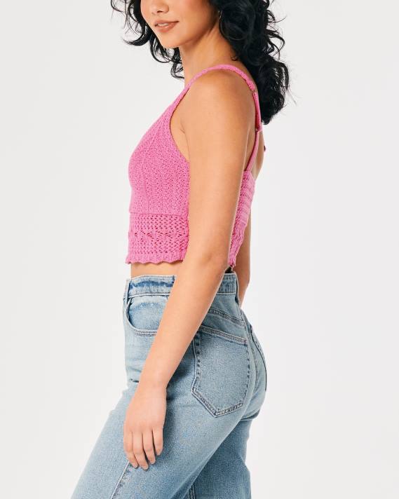 Hollister Kvinder hæklet v-hals bralette 2H8Z165 toppe lyserød