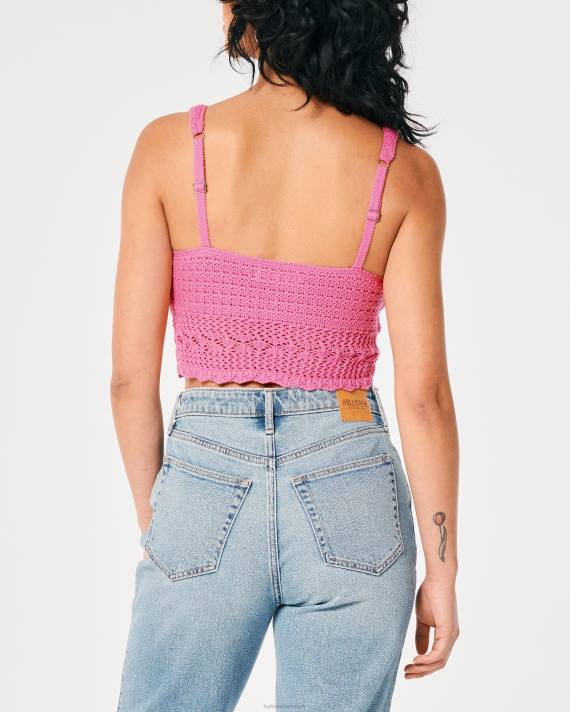 Hollister Kvinder hæklet v-hals bralette 2H8Z165 toppe lyserød