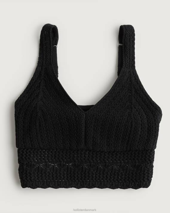 Hollister Kvinder hæklet v-hals bralette 2H8Z340 toppe sort